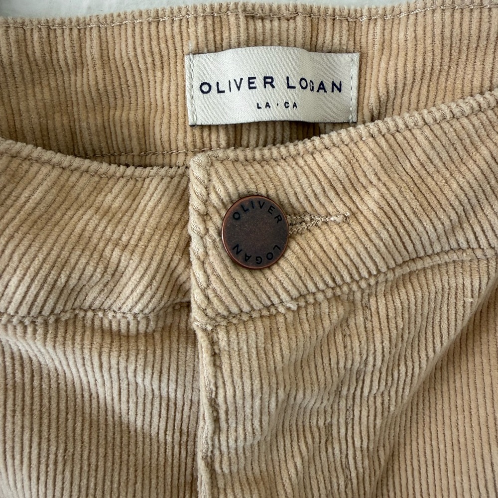 Oliver Logan Aberdeen Tan Wide Leg Crop Corduroy Pants Size 33 - Picture 12 of 13